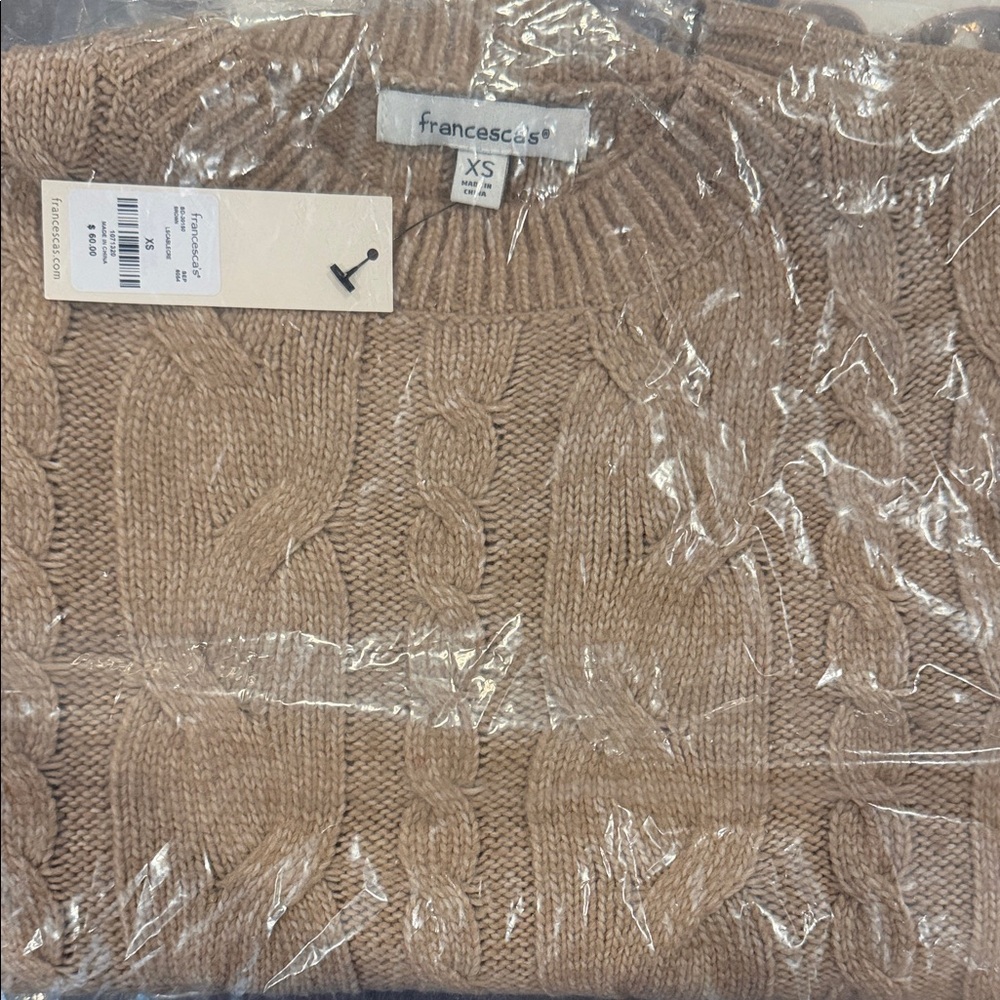Francesca's Collections Beige Cable Knit Sweater Dress